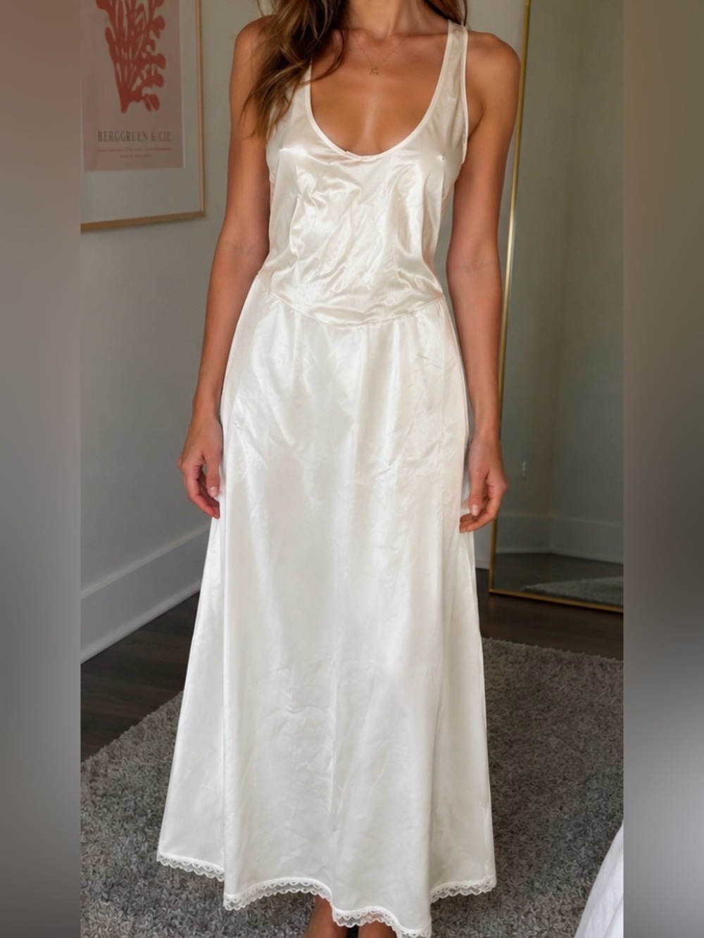 VTG SATIN ESSENCE SHINY WARNERS maxi slip 34 large